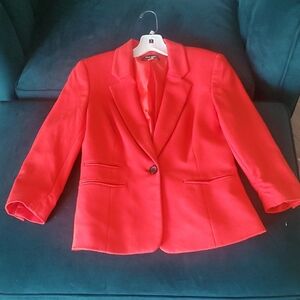 Nine West Red Blazer Structured Suit Jacket
